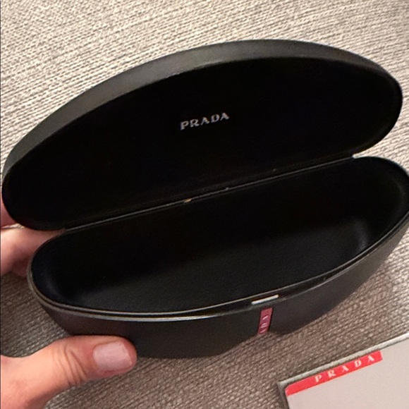 Prada Black Sunglasses Hard Case Holder with Red Accent - Picture 2 of 5